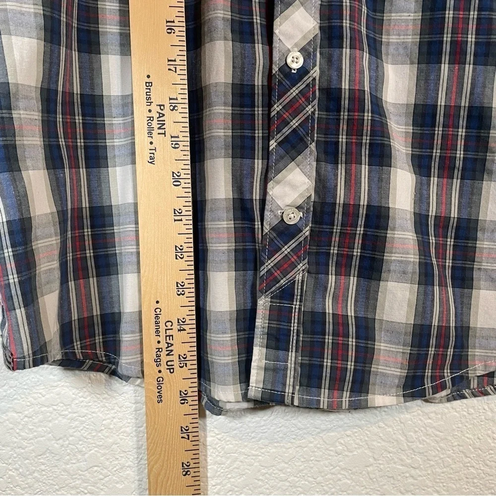 Volcom Boys Shirt Button Down Plaid Black Red and White Casual Kids Size XL